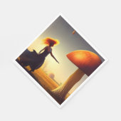 Serviette En Papier Une femme et un immense champignon (Coin)