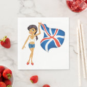 Serviette En Papier Une Femme Portant Un Drapeau (En situation)