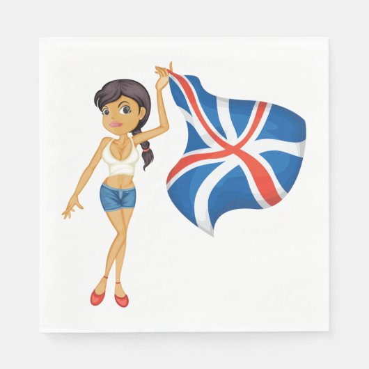 Serviette En Papier Une Femme Portant Un Drapeau (Devant)