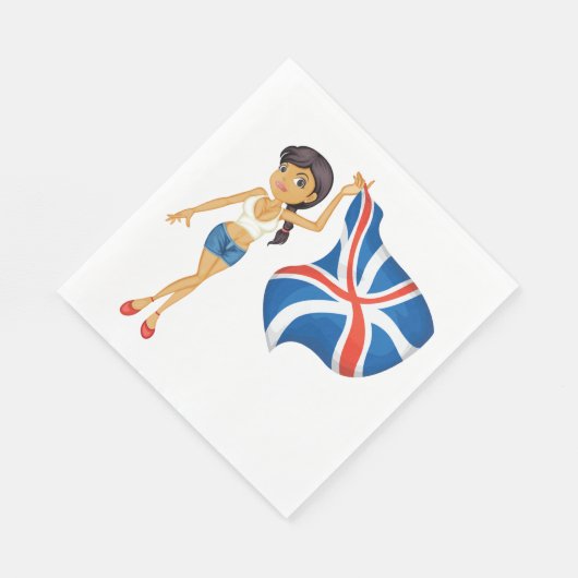Serviette En Papier Une Femme Portant Un Drapeau (Coin)