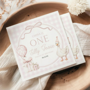 Serviette En Papier UNE Fête d'anniversaire de 1 an de petite oie rose