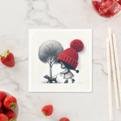 Serviette En Papier Une fille afro-américaine marche son chien (En situation)