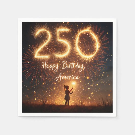 Serviette En Papier Une fille avec des étincelants pour le 250e annive (Devant)