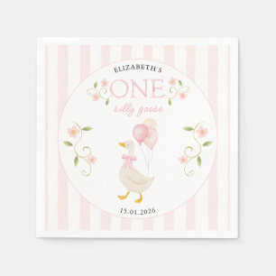 Serviette En Papier Une fille de la Silly Goose 1er anniversaire Rose