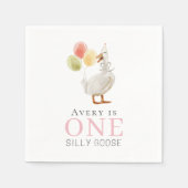 Serviette En Papier Une fille d'oie sotte rose 1er anniversaire (Devant)