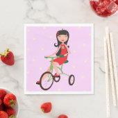 Serviette En Papier Une Fille Monter Un Vélo Papier Serviettes (En situation)