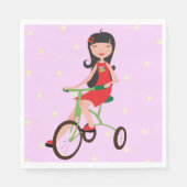 Serviette En Papier Une Fille Monter Un Vélo Papier Serviettes (Devant)