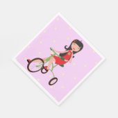 Serviette En Papier Une Fille Monter Un Vélo Papier Serviettes (Coin)