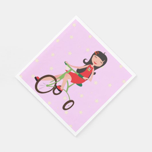 Serviette En Papier Une Fille Monter Un Vélo Papier Serviettes (Coin)