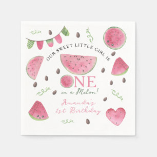 Serviette En Papier Une fille pastèque mignonne pour son 1er anniversa