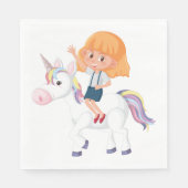 Serviette En Papier Une Fille Qui Mène Une Unicorne (Devant)