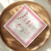 Serviette En Papier Une fille rose d'oie sotte 1er anniversaire