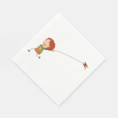 Serviette En Papier Une Fille Volant Une Serviette Kite (Coin)