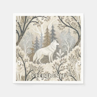 Une forêt d'hiver paisible avec des loups blancs