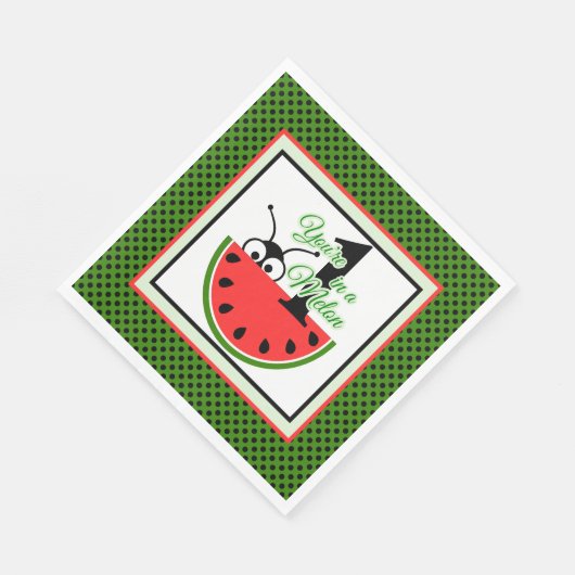Serviette En Papier Une fourmi pique-niqueuse avec pastèque (Coin)