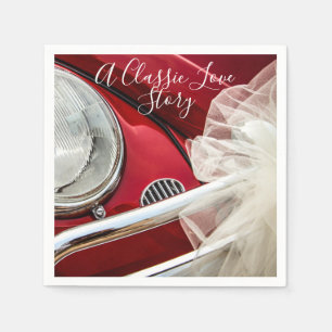 Serviette En Papier Une histoire d'amour de voiture classique rouge bl