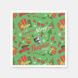 Serviette En Papier Une histoire de Noël Motif d'icône verte