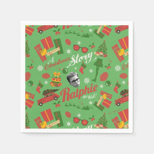 Serviette En Papier Une histoire de Noël Motif d'icône verte (Devant)