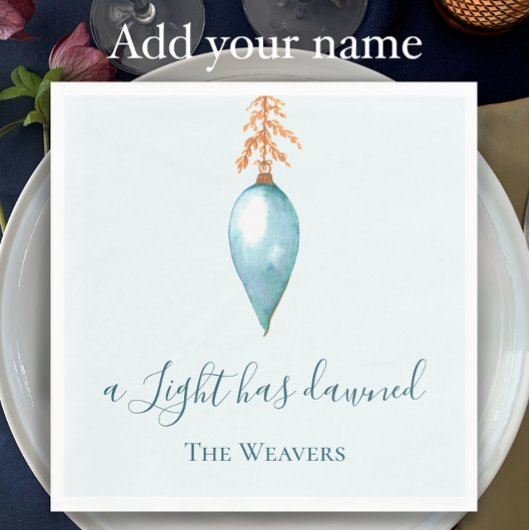 Serviette En Papier Une lumière a été éveillée, aquarelle Noël chrétie