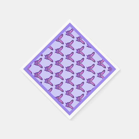 Serviette En Papier Une marguerite violette/papillon (Coin)