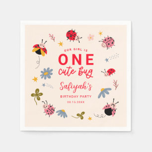 Serviette En Papier Une mignonne fête d'anniversaire de l'insecte des 