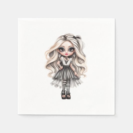 Serviette En Papier Une mignonne fille Halloween collection de design  (Devant)