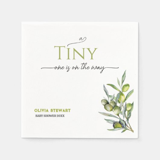 Serviette En Papier Une minuscule sur le chemin Baby shower d'olivier (Devant)