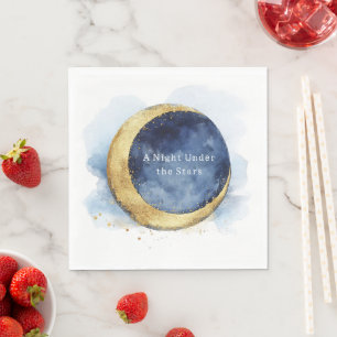 Serviette En Papier Une Nuit sous les Étoiles Lune Bleue Céleste Maria