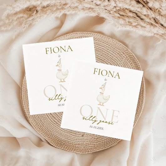 Serviette En Papier Une oie bête En vichy 1er anniversaire