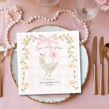 Une oie sotte Canard rose Vintage 1er anniversaire