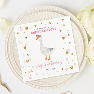 Serviette En Papier Une oie sotte fille 1er anniversaire