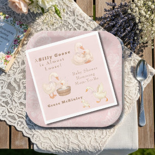 Serviette En Papier Une oie sotte rose