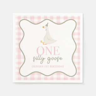 Serviette En Papier Une oie sotte rose et vert