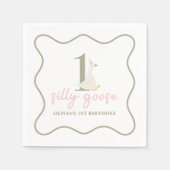 Serviette En Papier Une oie sotte rose et vert (Devant)