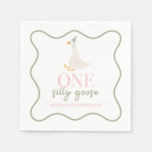 Serviette En Papier Une oie sotte rose et vert (Devant)