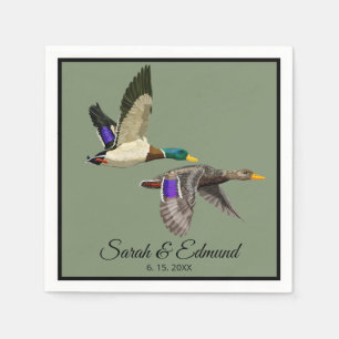 Serviette En Papier Une paire de canards colverts en vol