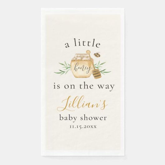 Serviette En Papier Une petite abeille arrive Bébé Shower (Devant)