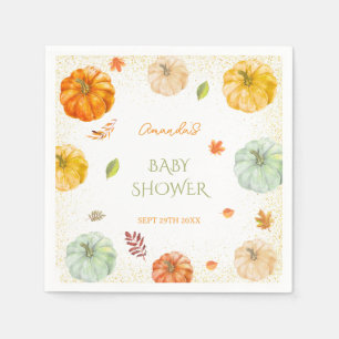 Serviette En Papier Une petite Baby Shower botanique de citrouille aut