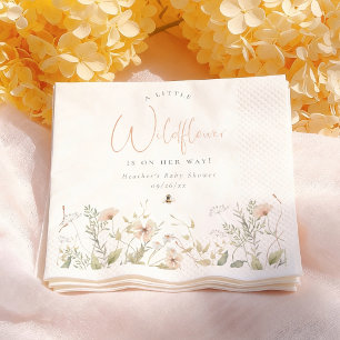 Serviette En Papier Une petite Baby Shower Fille abeille fleur sauvage