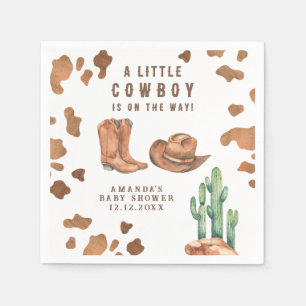 Serviette En Papier Une petite cowboy arrive Bébé Shower