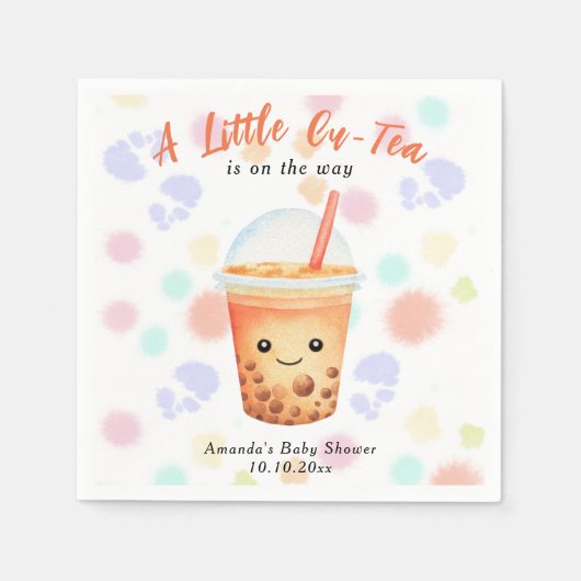 Serviette En Papier Une petite fête de bubble tea Cu-Tea pour bébé (Devant)