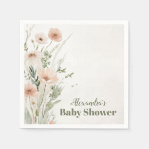 Serviette En Papier Une petite fille à la fleur sauvage Baby Shower