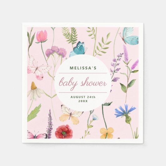 Serviette En Papier Une Petite Fleur sauvage Invitation Baby shower fi (Devant)