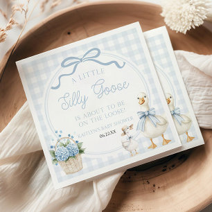 Serviette En Papier Une petite oie ridicule bleu floral noeud Baby Sho