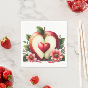 Serviette En Papier Une petite pomme est en route Fête prénatale d'a