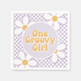 Serviette En Papier Une Super fille Purple Daisy Checker