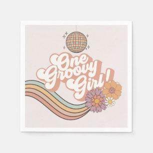 Serviette En Papier Une Super Fille retro 1ère fête d'anniversaire