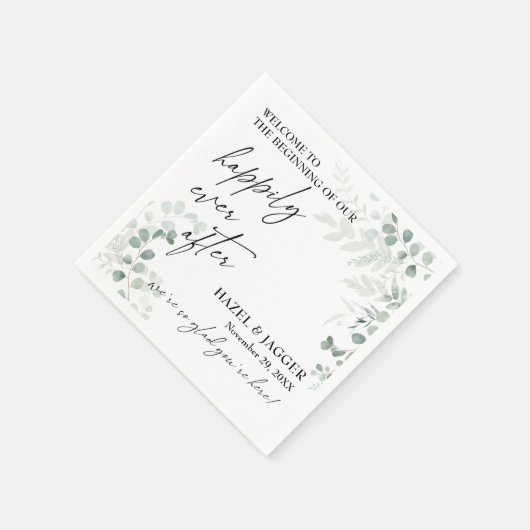 Serviette En Papier Une Verdure Élégante Et Heureuse (Coin)