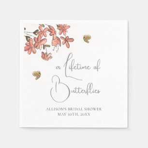Serviette En Papier Une Vie de Papillons Fête de Mariage Florale