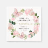 Serviette En Papier Une vie de papillons Fête des mariées rose (Devant)